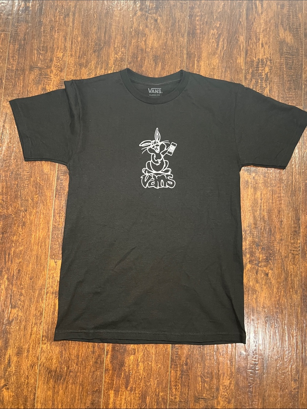Vans Black Tee with White Bunny Graphic see pics for measurements